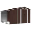 Image de vidaXL Abri de Jardin, Cabane à Outils avec Poignées, Remise à Outils avec Toit Inclinable, Abri de Rangement Terrasse, Marron 277x279x179 cm Acier Galvanisé