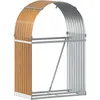 Image de vidaXL Porte-bûches aspect bois 80x45x120 cm acier galvanisé