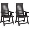 Image de vidaXL Lot de 2 Chaises Inclinables de Jardin, Fauteuils avec Dossier Réglable, Sièges Pliables, Meubles de Terrasse Patio, Anthracite PP