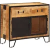 Image de vidaXL Buffet 80x31x66 cm Bois de manguier Brut Massif et métal