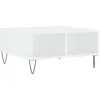 Image de vidaXL Table Basse, Table d'Appoint avec 4 Compartiments, Bout de Canapé avec Pieds, Meuble de Salon Salle de Séjour, Blanc Bois d'Ingénierie