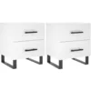 Image de vidaXL Tables de Chevet 2 pcs, Armoires de Nuit avec Tiroirs, Tables de Nuit avec Pieds, Meubles de Rangement Chambre, Moderne, Blanc Bois d’Ingénierie
