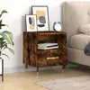 Image de vidaXL Table de chevet chêne fumé 40x35x47,5 cm bois d’ingénierie