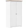 Image de vidaXL Garde-Robe, Armoire à Vêtements, Placard de Vêtements, Meuble de Rangement, Organisateur de Chambre, Blanc Marron Bois Massif de Pin