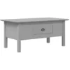 Image de vidaXL Table Basse, Table d'Appoint avec Tiroir, Bout de Canapé avec Rangement, Meuble de Salon Salle de Séjour, Gris Bois de Pin Massif