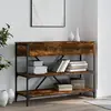 Image de vidaXL Table console avec tiroirs et étagères chêne fumé