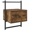 Image de vidaXL Table de Chevet Murale, Armoire de Nuit avec Tiroir, Table de Nuit Suspendue, Meuble de Rangement Chambre, Moderne, Chêne Fumé Bois d'Ingénierie