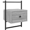 Image de vidaXL Table de Chevet Murale, Armoire de Nuit avec Tiroir, Table de Nuit Suspendue, Meuble de Rangement Chambre, Moderne, Sonoma Gris Bois d'Ingénierie