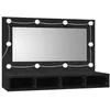 Image de vidaXL Armoire à Miroir avec LED, Armoire Murale avec 4 Étagères, Meuble de Rangement avec Lumière, Organisateur de Salle de Bain, Moderne, Noir