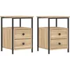 Image de vidaXL Tables de Chevet 2pcs chêne Sonoma 34x35,5x50cm Bois ingénierie, Table de Chevet, Meuble de Chambre à Coucher, Armoire latérale, Armoire