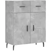 Image de vidaXL Buffet, Armoire avec Pieds, Meuble de Rangement avec Portes, Organisateur de Salon Intérieur, Moderne, Gris Béton Bois d'Ingénierie