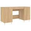 Image de vidaXL Bureau, Table d'Ordinateur avec 4 Compartiments, Bureau d'Étude avec Poignées, Table de Travail avec Rangement Intérieur, Chêne Sonoma Bois d'Ingénierie