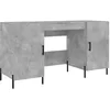 Image de vidaXL Bureau, Table d'Ordinateur avec 4 Compartiments, Bureau d'Étude avec Poignées, Table de Travail avec Rangement Intérieur, Gris Béton Bois d'Ingénierie