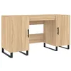Image de vidaXL Bureau, Table d'Ordinateur avec 4 Compartiments, Bureau d'Étude avec Poignées, Table de Travail avec Rangement Intérieur, Chêne Sonoma Bois d'Ingénierie