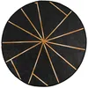 Image de vidaXL Tapis Lavable, Moquette de Sol, Carpette de Chambre à Coucher Salon Salle de Séjour, Moderne, Noir et Doré Ø 120 cm