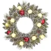 Image de Black Box Trees Kaprun Couronne de Noël avec éclairage LED - Noël Couronne Ø45 cm avec Décoration de Noël en Dennenappels - Vert givré, Rouge