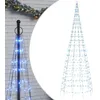 Image de vidaXL Sapin de Noël à LED sur mât de Drapeau 550 LED Bleu 300 cm, décoration de Noël, lumière LED, lumière de Noël extérieure, éclairage LED pour Sapin de Noël