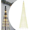 Image de vidaXL Sapin de Noël à LED sur mât de Drapeau 1534 LED Blanc 500 cm, décoration de Noël, lumière LED, lumière de Noël extérieure, éclairage LED pour Sapin de Noël