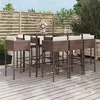 Image de vidaXL Ensemble de bar de jardin 9 pcs avec coussins marron poly rotin