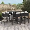 Image de vidaXL Ensemble de bar de jardin 9 pcs avec coussins noir poly rotin