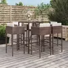 Image de vidaXL Ensemble de bar de jardin avec coussins 7 pcs marron poly rotin