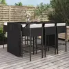 Image de vidaXL Ensemble de bar de jardin 7 pcs avec coussins noir poly rotin