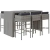 Image de vidaXL Ensemble de Bar de Jardin 7 pcs avec Coussins Gris Poly rotin, Ensemble de Table de Bar, Table et Chaise de Bar, Ensemble Table de Bar et Tabouret