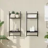 Image de vidaXL Étagères murales à 2 niveaux avec barres 2 pcs noir 30x25x65 cm