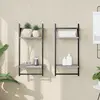 Image de vidaXL Étagères murales à 2 niveaux avec barres 2 pcs sonoma gris