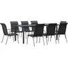 Image de vidaXL Ensemble à Manger de Jardin 9 pcs Noir textilène et Acier, Ensemble à Manger d'extérieur, Salon de Jardin, Table à Manger et Chaise à Manger