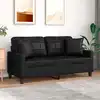 Image de vidaXL Canapé 2 places avec oreillers décoratifs noir 140cm similicuir