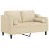 Image de vidaXL Canapé 2 Places avec oreillers décoratifs crème 120 cm Tissu, canapé, Causeuse, canapé de Salon, canapés, canapé rembourré, sièges de Salon