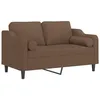 Image de vidaXL Canapé 2 Places avec oreillers décoratifs Marron 120 cm Tissu, canapé, Causeuse, canapé de Salon, canapés, canapé rembourré, sièges de Salon