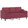 Image de Canapé 3 places avec oreillers décoratifs bordeaux 180 cm tissu