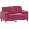 Image de vidaXL Canapé 2 Places avec oreillers Bordeaux 120 cm Velours