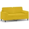 Image de vidaXL Canapé 2 Places avec oreillers décoratifs Jaune 140 cm Velours, canapé, Causeuse, canapé de Salon, canapés, canapé rembourré, sièges de Salon