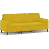 Image de vidaXL Canapé 3 Places avec oreillers décoratifs Jaune 180 cm Velours, canapé, canapé de Salon, canapé 3 Places en Velours, canapé rembourré
