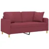 Image de vidaXL Canapé 2 Places avec oreillers Bordeaux 140 cm Tissu