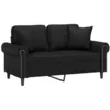 Image de vidaXL Canapé 2 Places avec oreillers décoratifs Noir 120cm Similicuir, canapé, Causeuse, canapé de Salon, canapés, canapé rembourré, sièges de Salon