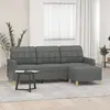 Image de vidaXL Canapé à 3 places avec repose-pieds Gris foncé 180 cm Tissu