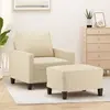 Image de vidaXL Fauteuil avec repose-pied Crème 60 cm Tissu