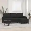 Image de vidaXL Canapé à 3 places avec repose-pieds Noir 180 cm Tissu