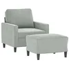 Image de vidaXL Fauteuil avec Repose-Pied Gris Clair 60 cm Velours, canapé, Fauteuil, Fauteuil TV, canapé Simple, siège, canapé Relax, canapé de Loisirs