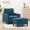 Image de vidaXL Fauteuil avec repose-pied Bleu 60 cm Velours