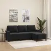 Image de vidaXL Canapé à 3 places avec repose-pieds Noir 180 cm Velours