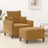 Image de vidaXL Fauteuil avec repose-pied Marron 60 cm Velours
