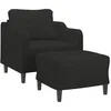 Image de vidaXL Fauteuil avec Repose-Pied Noir 60 cm Tissu