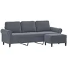 Image de vidaXL Canapé à 3 Places avec Repose-Pieds Gris foncé 180 cm Velours, canapé, canapé avec Repose-Pieds, canapé Trois Places, canapé 3 Places, Fauteuil