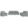 Image de vidaXL Ensemble de Canapés avec Coussins 3 pcs, Canapés avec Accoudoirs et Dossier, Ensemble de Meubles, Mobilier de Salon, Moderne, Gris Clair Tissu