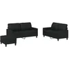 Image de vidaXL Ensemble de Canapés avec Coussins 3 pcs, Canapés avec Accoudoirs et Dossier, Ensemble de Meubles avec Repose-Pied Salon, Moderne, Noir Similicuir
